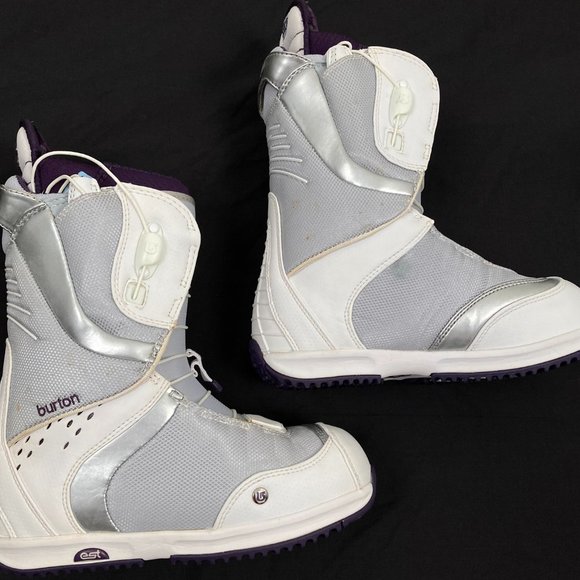 NEW $280 Burton Axel Womens Snowboard Boots!  Silver & White  Size 5  Blemishes - Picture 2 of 2